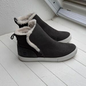 Women's Dark Grey Fur-Lined Ankle Boots